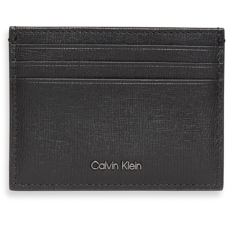 Image of Calvin Klein Mens Saffiano Leather Card Holder Black male One Size