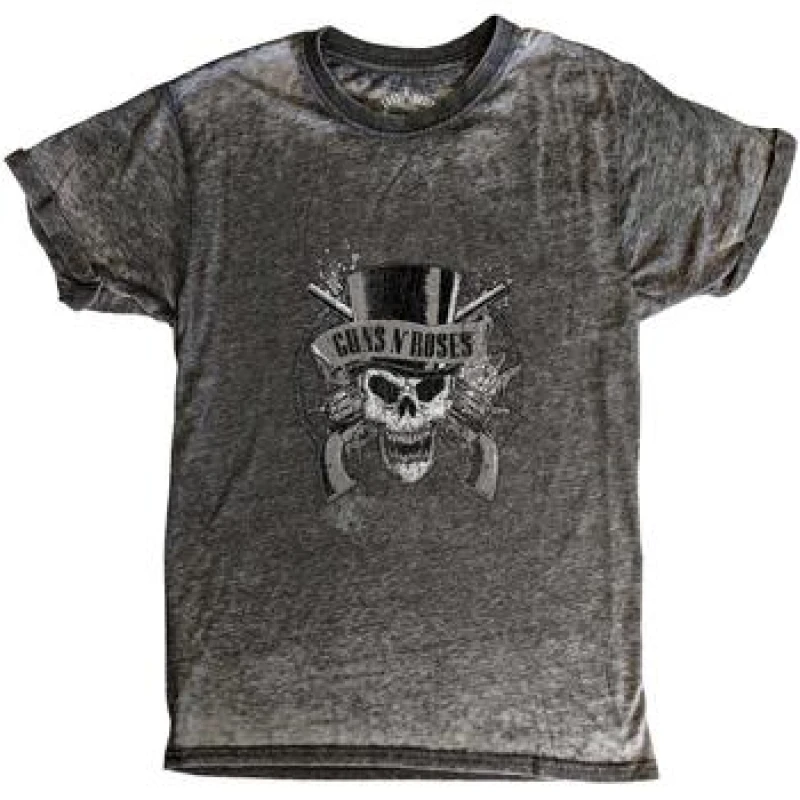 Image of Guns N' Roses Guns N Roses Men Faded Skull Burnout T-Shirt in Charcoal Size: Small Charcoal S Male 5063300717240