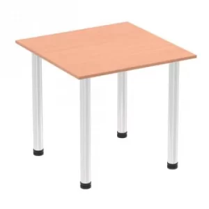 Image of Impulse 800mm Square Table Beech Top Chrome Post Leg I003578