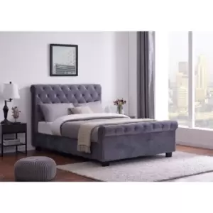 Image of Flintshire Whitford 4ft 6 Double Side Ottoman Bed Plush Grey Velvet