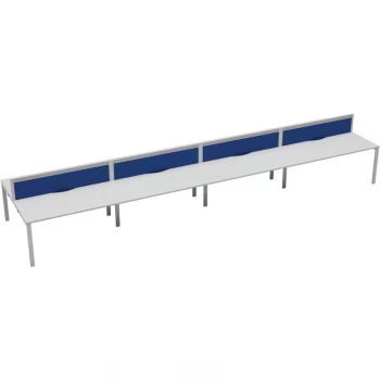 Image of 8 Person Double Bench Desk 1600X780MM Each - White/White