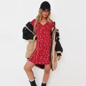 Image of Missguided Tall V Neck Skater Dress - Red