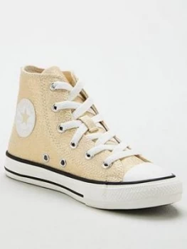 Image of Converse Childrens Chuck Taylor All Star Hi Sparkle Trainers - Gold