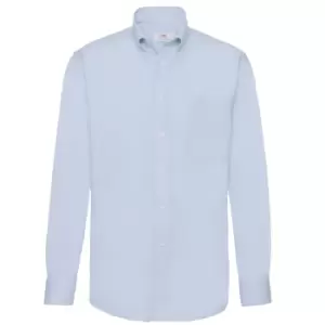 Image of Fruit Of The Loom Mens Long Sleeve Oxford Shirt (S) (Oxford Blue)