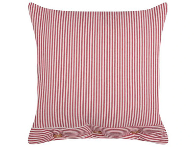 Image of Beliani Throw Cushion Aalita Cotton 45 X 45cm Red Striped
