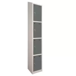 Image of 4 Door Locker, 300X450, Grey Carcass/Dark Grey Doors, Sloping Top, Camlock