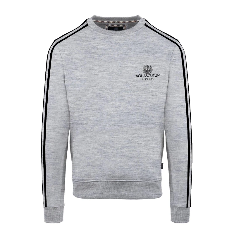 Image of Aquascutum Mens Roundnk Sweat Crew Sweatshirt Crew Sweaters Small Grey 52345302350