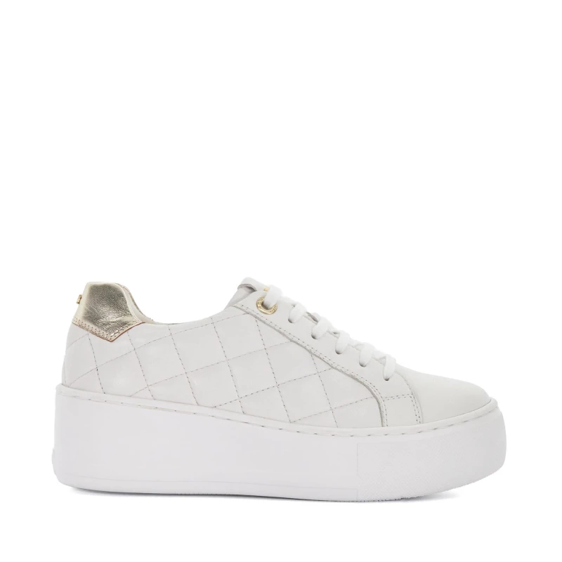 Image of Dune London Elizas Quilted Wedge Heel Trainers White female UK 4