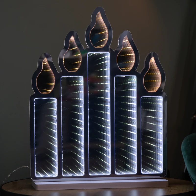 Image of 40cm Light up Standing Candlebridge with Flickering Flame Christmas Infinity Mirror