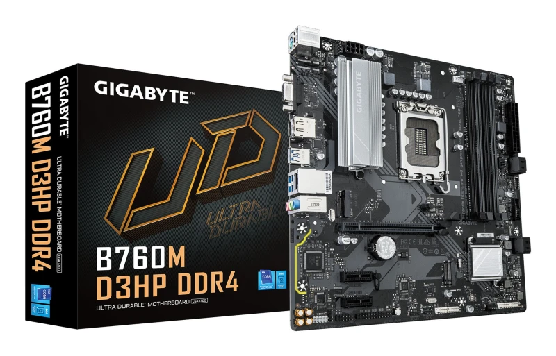 Image of Gigabyte Gigabyte B760M D3HP DDR4 Motherboard - Supports Intel Core 14th Gen CPUs 4+1+1 Phases Digital VRM up to 5333MHz DDR4 (OC) 2xPCIe 4.0 M.2 GbE