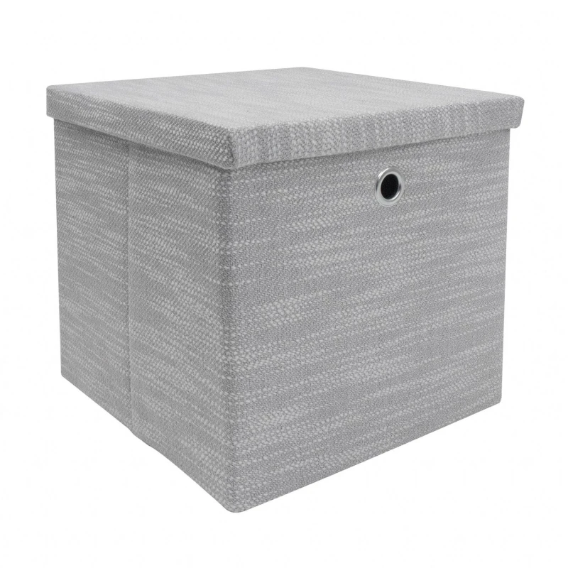 Image of JVL Serena Foldable Cube Organiser Box with Lid Grey unisex 22.7 L