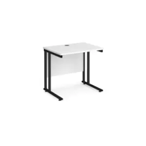 Image of Maestro 25 straight desk 800mm x 600mm - Black cantilever leg frame and white top
