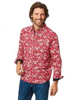 Image of Joe Browns Holly Leaf Shirt - Red , Red Size M Men