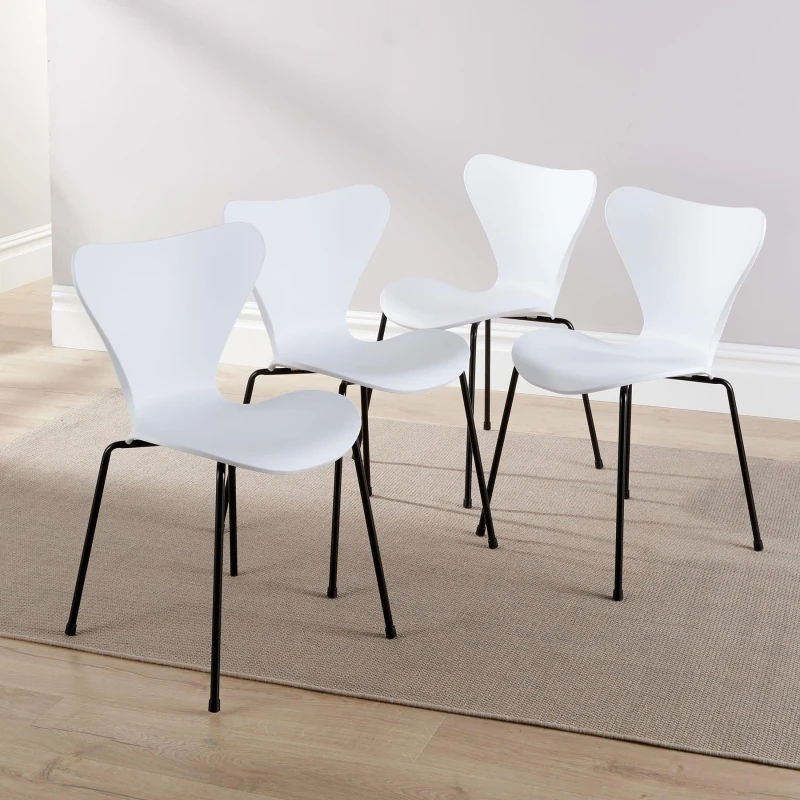 Image of Home Source Set 4 Penny Dining Chairs White