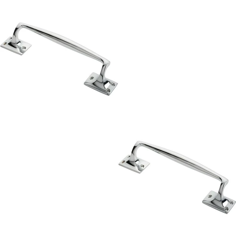 Image of Loops 2x One Piece Door Pull Handle 250mm Length 54mm Projection Polished Chrome Multi unisex