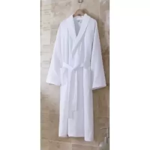 Image of Waffle Shawl Collar Bath Robe White 100% Cotton 210gsm - White - Charlotte Thomas