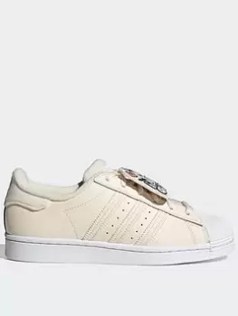 Image of adidas Originals Superstar Shoes, White/White/White, Size 3.5, Women