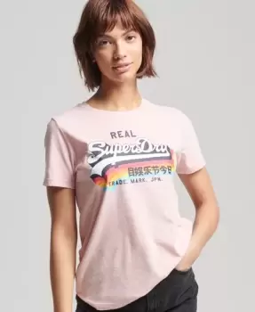 Image of Superdry Womens Vintage Logo T-Shirt Pink / Shell Pink Marl - Size: 14