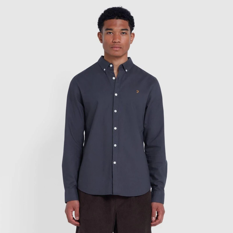 Image of Farah Brewer Slim-Fit Shirt Charcoal male S