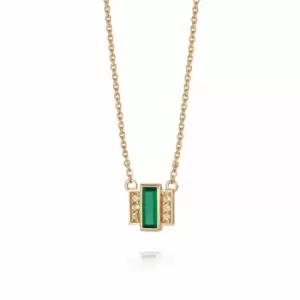 Image of Daisy London 18ct Gold Plate Beloved Green Onyx Baguette Necklace 18ct Gold Plate