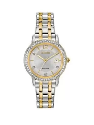 Image of Citizen Eco-Drive Ladies Silhouette 2-Tone Crystal Watch, Two Tone, Women