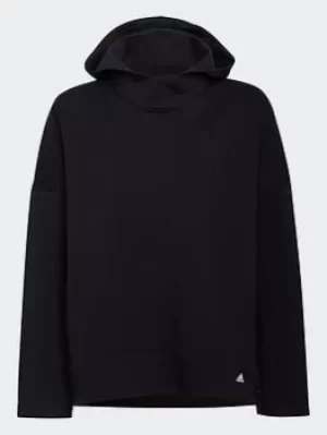 Image of Boys, adidas Mission Victory Doubleknit Loose Sport Hoodie, Black, Size 9-10 Years