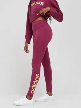 Image of adidas Essentials Linear Leggings - Red, Red Size M Women