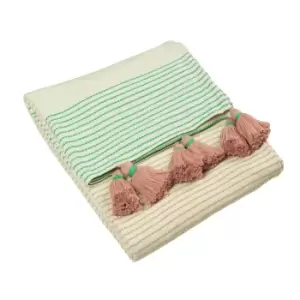 Image of Banda Tasselled Throw Mink/Pink