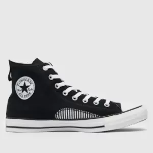Image of Converse Black & White All Star Hickory Stripe Hi Trainers