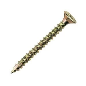 Image of TurboGold Yellow zinc plated Carbon Steel Woodscrews Dia5mm L80mm Pack of 100