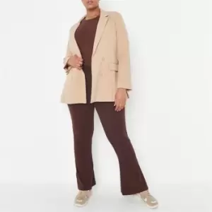 Image of Missguided Plus Size Rib Flared Leggings - Brown