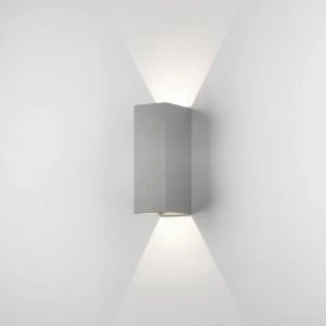 Image of LED 1 Light Outdoor Large Up Down Wall Light Textured Painted Silver IP65