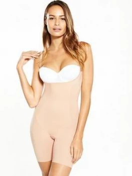 Image of Spanx Spanx Thinstincts Open Bust Mid Thigh Bodysuit Nude Size M Women