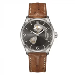Image of Hamilton Jazzmaster Open Heart Mens Leather Strap Watch