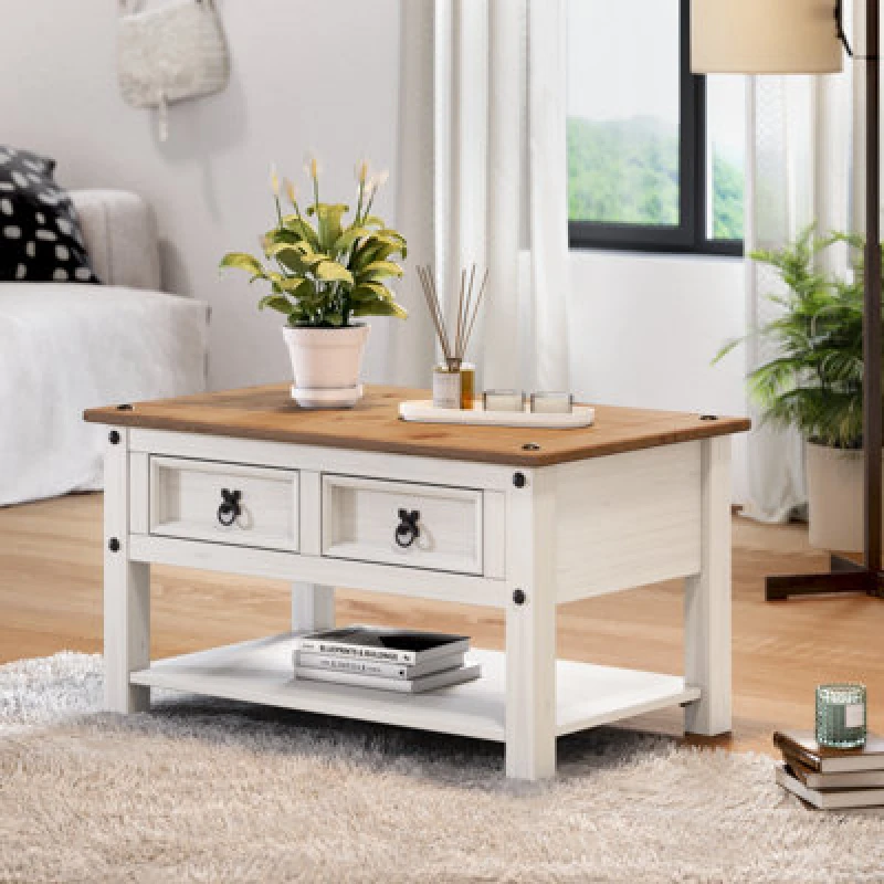 Image of MERCERS FURNITURE Mercers Furniture - Corona White 2 Drawer Coffee Table WHTWAX36