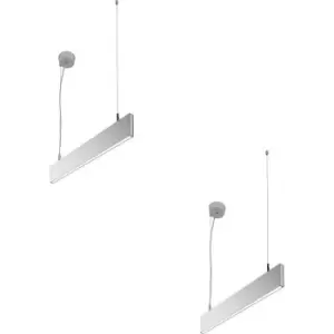 Image of 2 PACK Slim Commercial Suspension Light - 610mm x 20mm - 25W Cool White LED