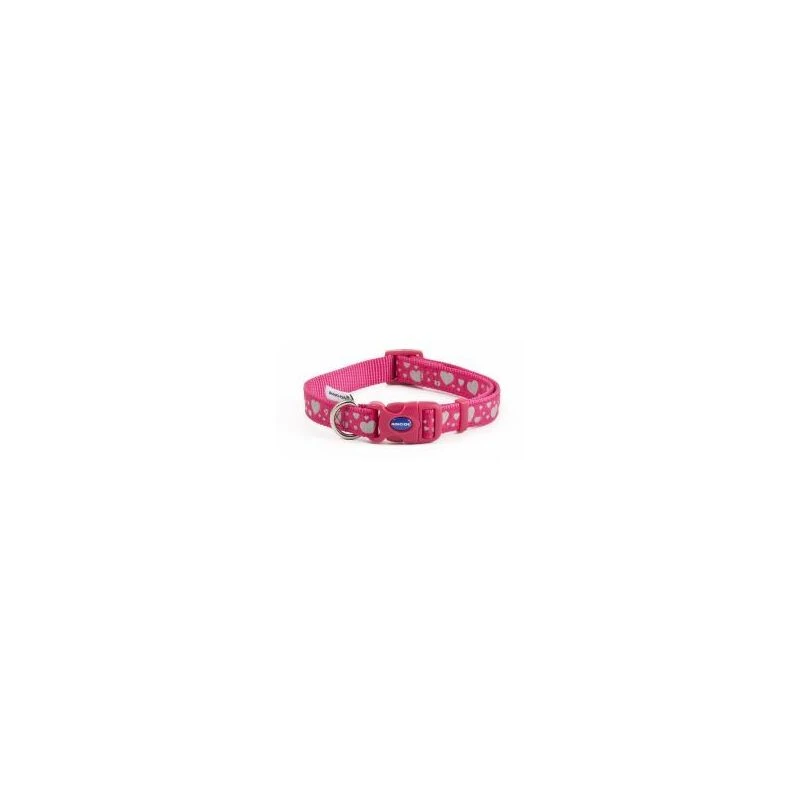 Image of Ancol Pink Hearts Design Adjustable Reflective Fashion 30-50cm Pet Collar Pink
