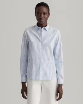 Image of GANT Women Regular Fit Gingham Broadcloth Shirt (36) Blue