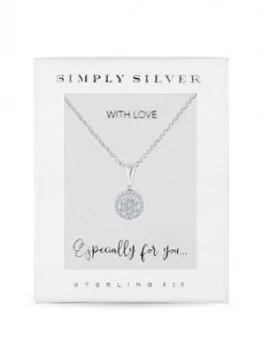 Image of Simply Silver Cubic Zirconia Pave Round Pendant Necklace