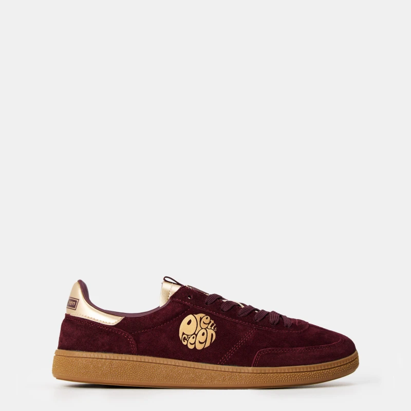 Image of Pretty Green Mens PG Ramblas Low-Top Trainers Maroon/Gold male 7 (41)