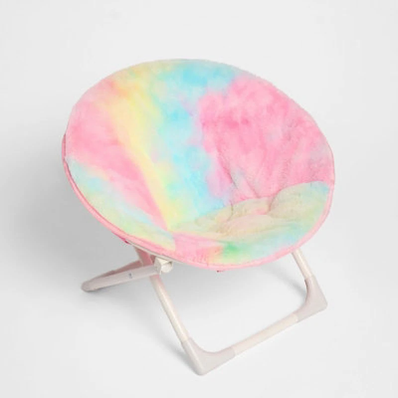 Image of OHS OHS Tie Dye Folding Chair Round Moon Garden Outdoor Bedroom Folding Picnic Soft Seat in Pink Pink One Size Unisex 5027434209576