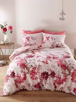 Image of Bianca Fine Linens Briony Floral Garden 100% Cotton Duvet Cover Set - Pink