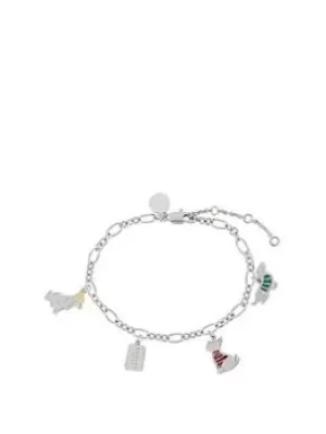 Image of Radley Ladies Silver Plated Winter Dog Charm Bracelet