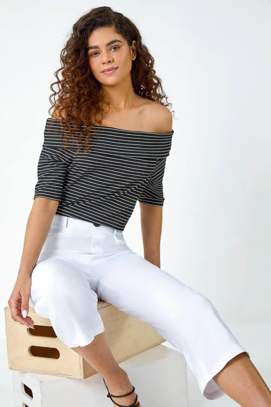Image of Roman Cropped Stretch Culotte White
