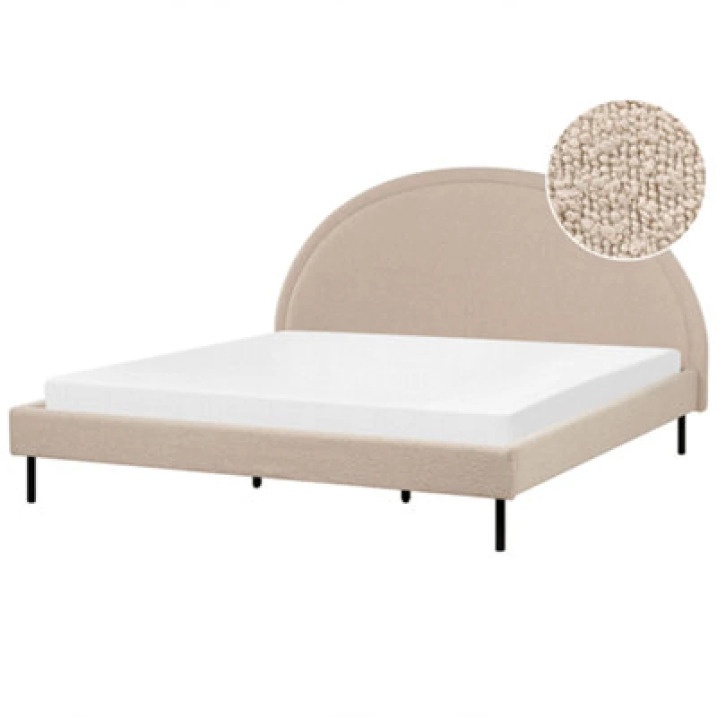 Image of Beliani Bed Boucle Margut 180 X 200 Cm (Eu Super King) Beige