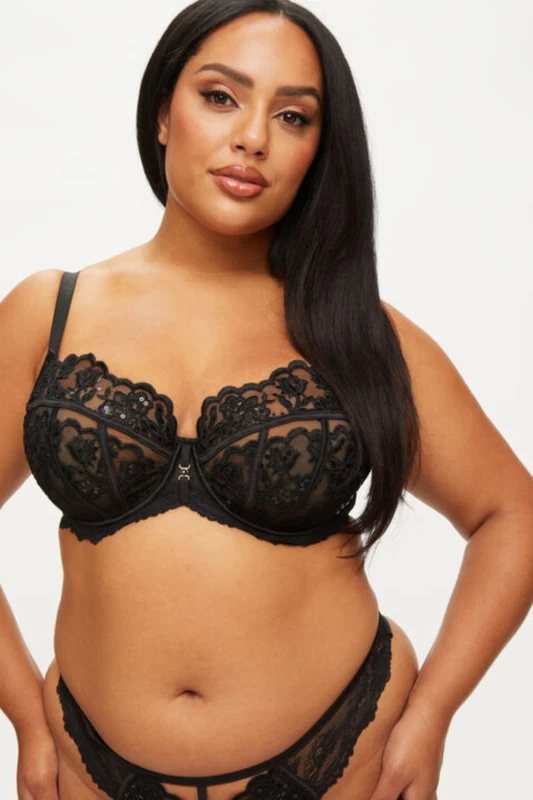 Image of Ann Summers Womens The Icon Fuller Bust DD+ Non Pad Balcony Black Size: 36E Black Female 36E