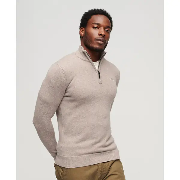 Image of Essential Embroidered Jumper with Half Zip