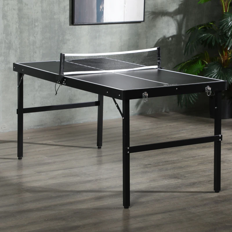 Image of SPORTNOW 5ft Mini Table Tennis Table, Folding Ping Pong Table in Black Unisex