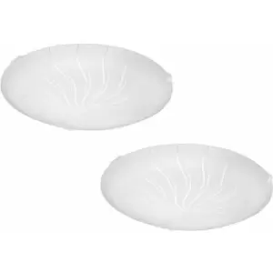 Image of Loops - 2 pack Wall Flush Ceiling Light White Shade Granille White Clear Glass LED 11W