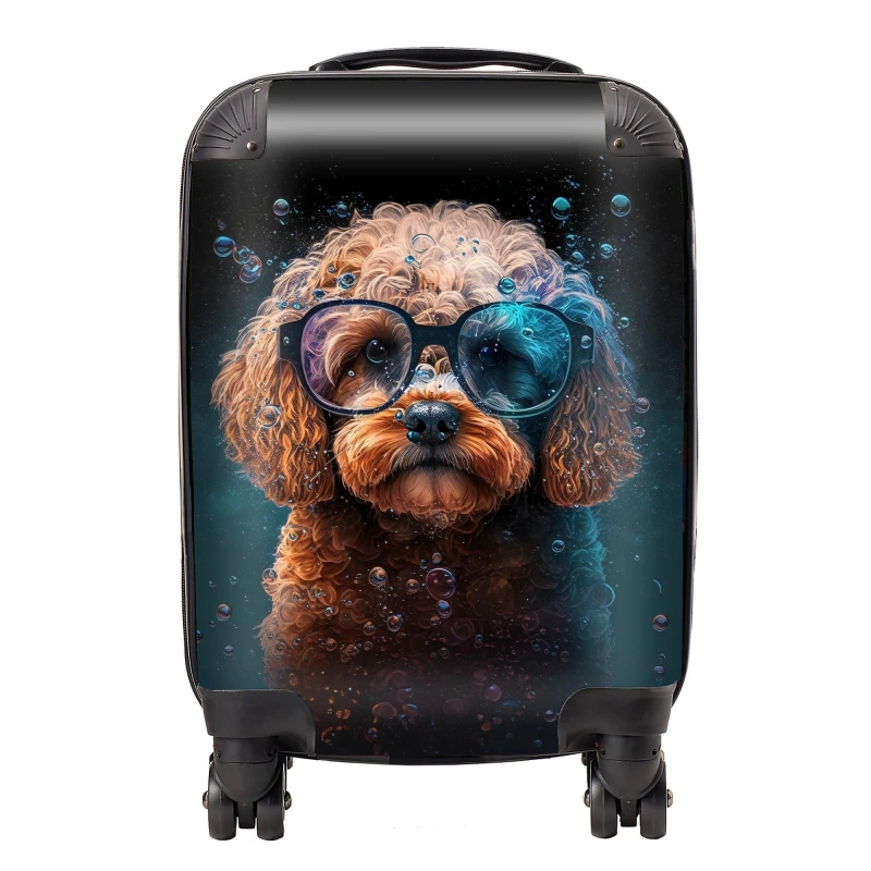 Image of Warren Reed - Designer Cavapoo Dog Face Splashart Suitcase Size: Medium Multicolor Unisex Medium